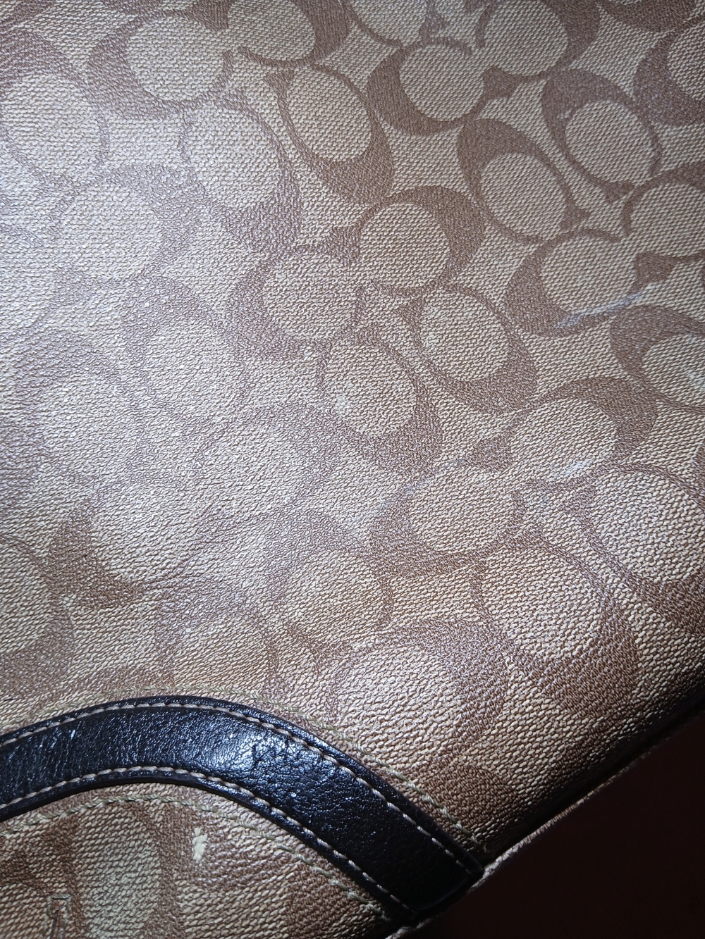 Coach Peyton Signature Heritage Tote Bag Brown F18917 Flawed - Picture 5 of 16